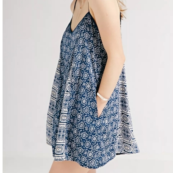 BOG Collective Print-Mix Waistless Romper Blue Size Xs - Picture 3 of 14